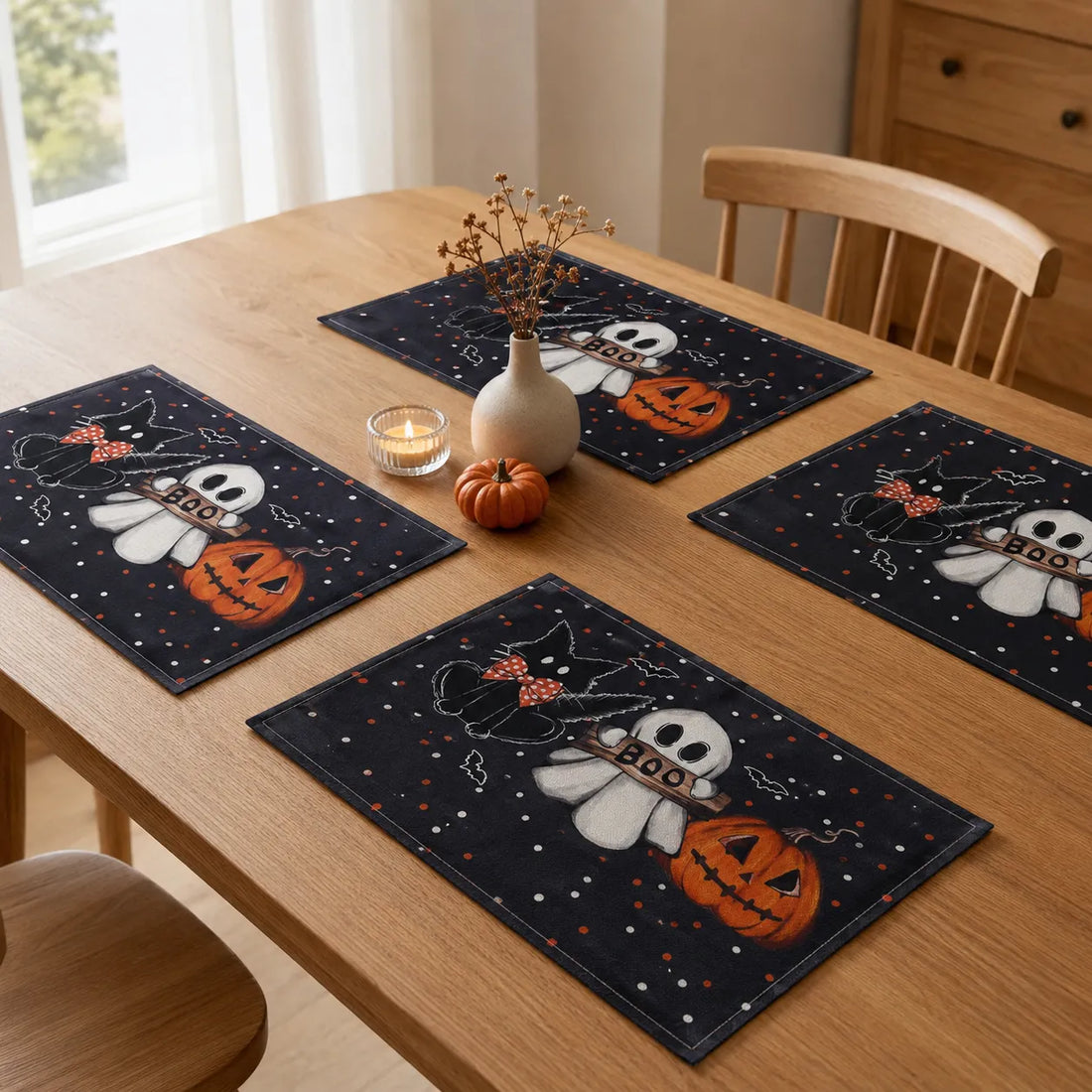 Set de Table Noir Motifs Halloween Pratique