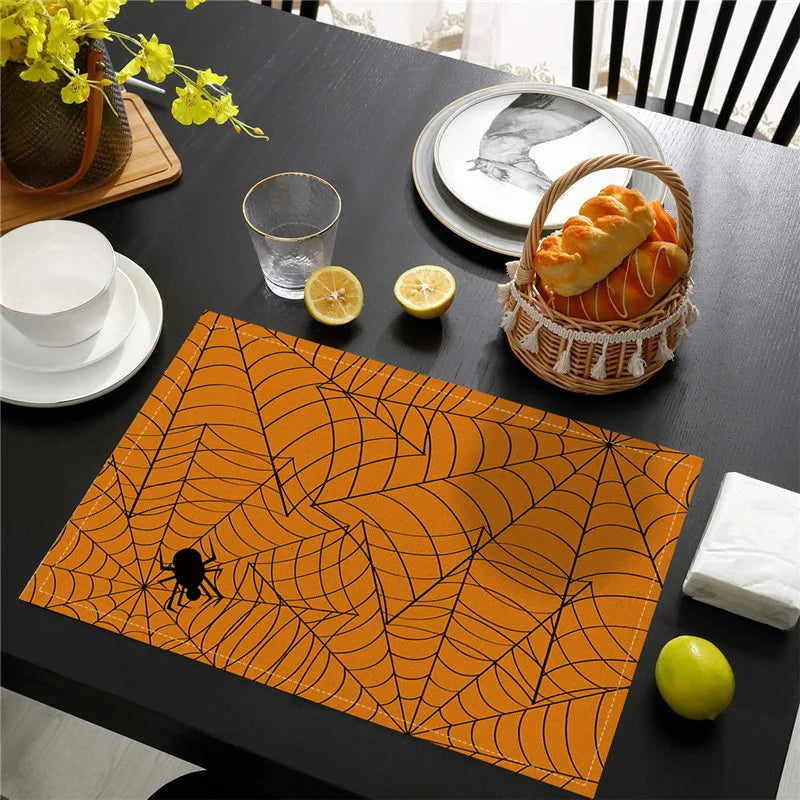 Set de Table Orange Toile d’Araignée Design