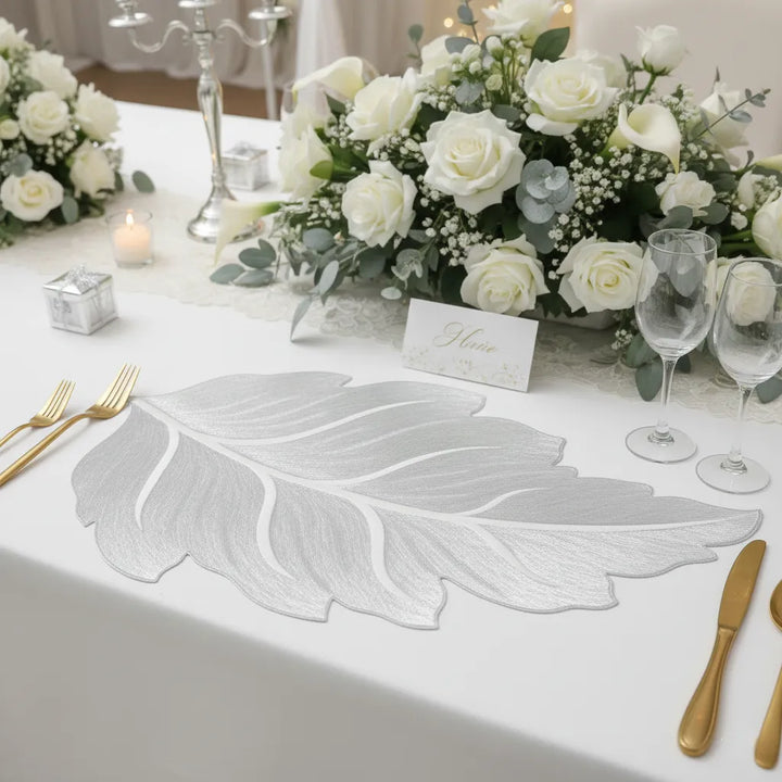 Set de Table Raffiné Feuille Argenté