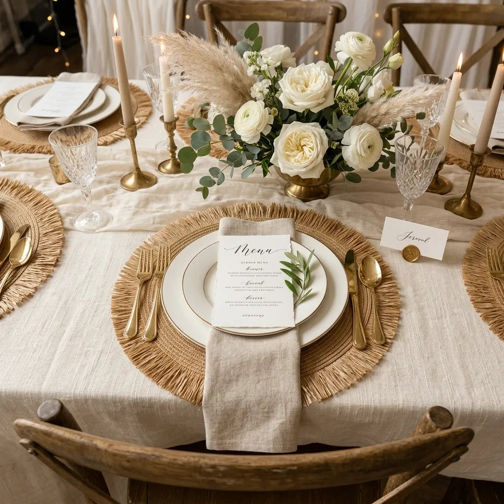 Set de Table Rond à Franges Minimaliste