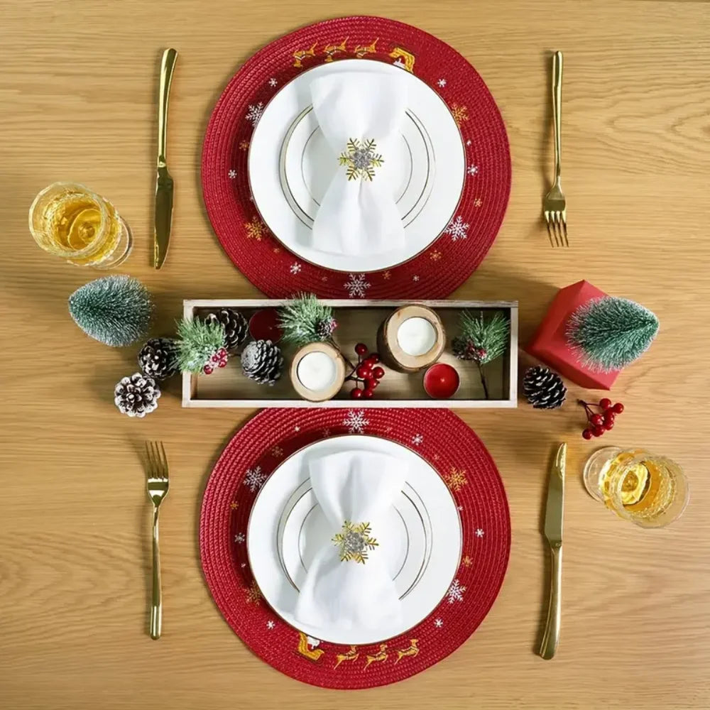 Set de Table Rond Rouge Noël stylé