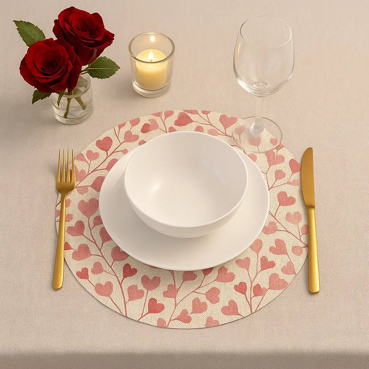 Set de Table Saint-Valentin Motifs Cœurs Roses