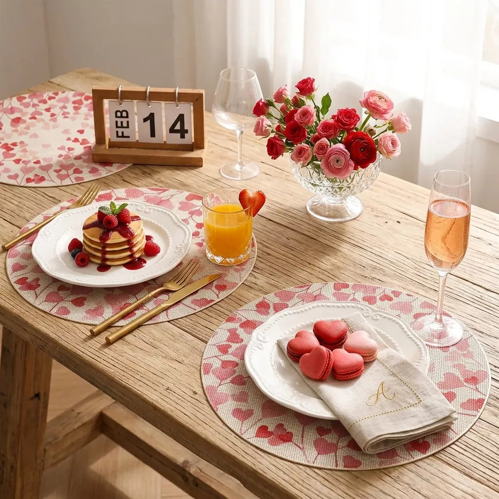 Set de Table Saint-Valentin Motifs Cœurs Roses Unique