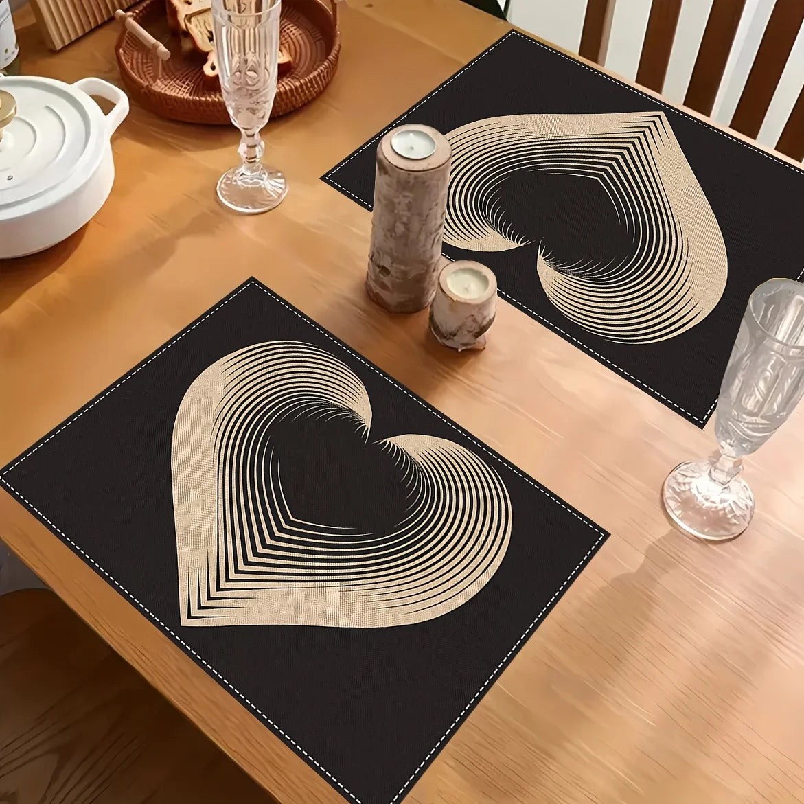 Set de Table Saint-Valentin Noir en Lin durable