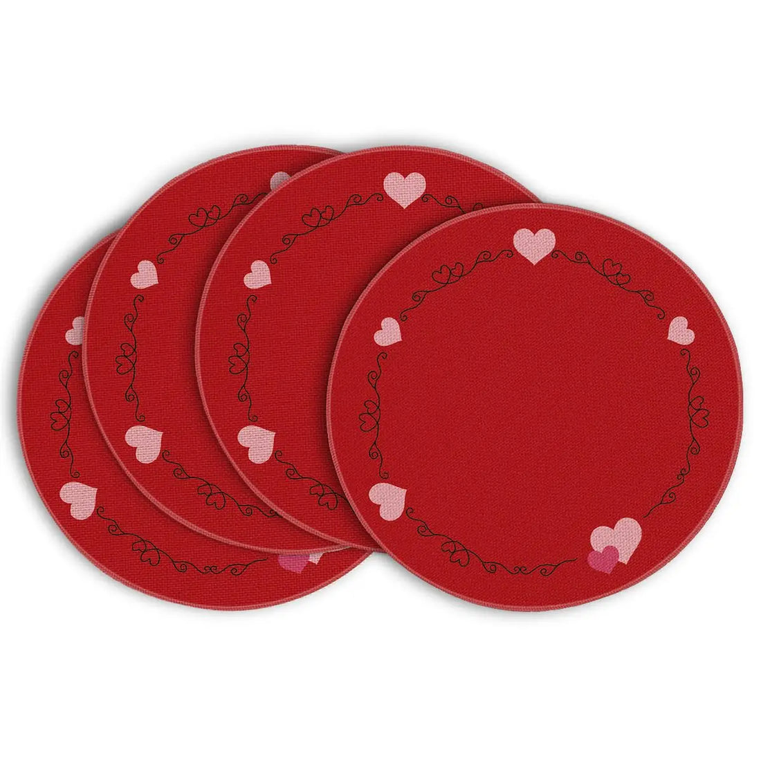 Set de Table Saint-Valentin Rond Rouge Design