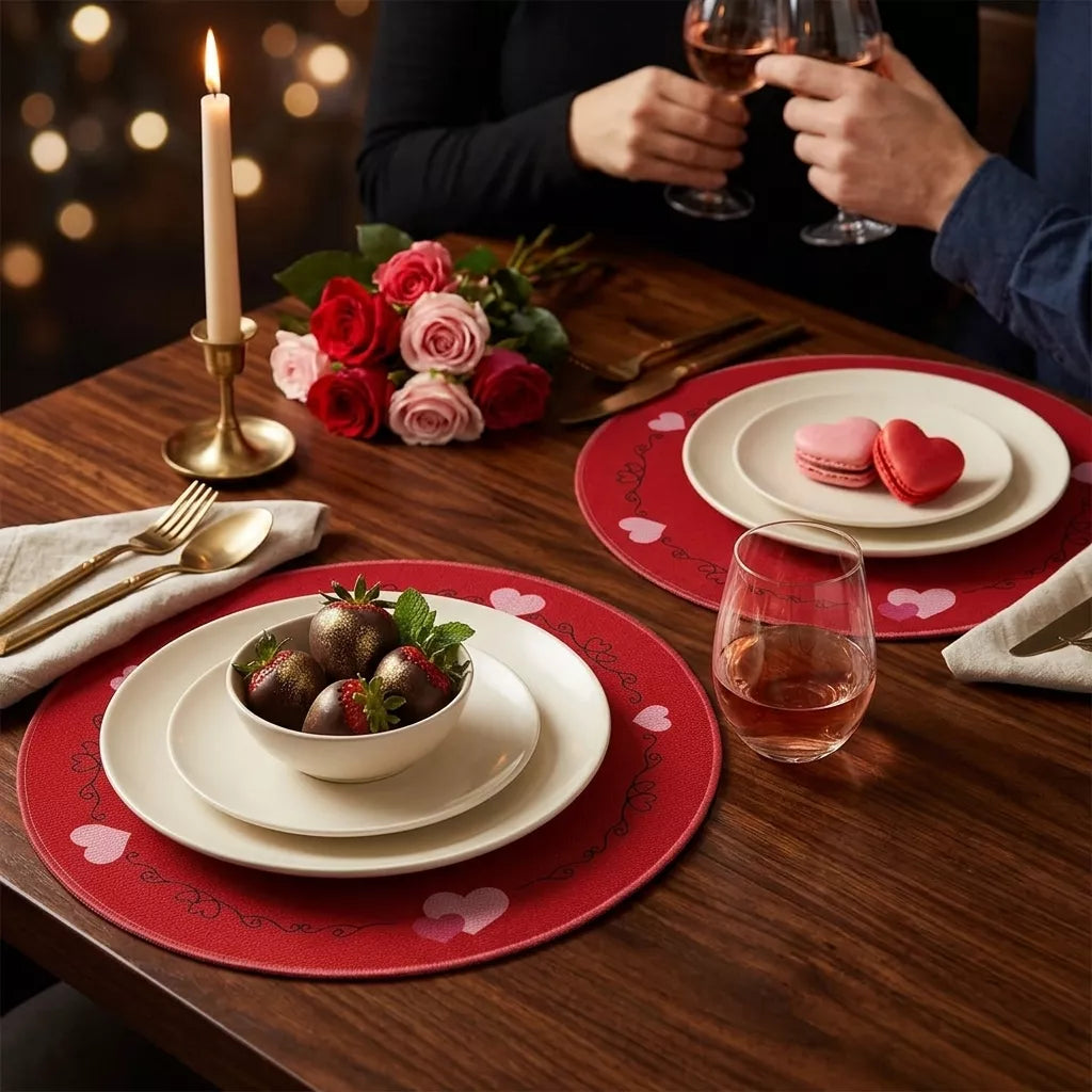 Set de Table Saint-Valentin Rond Rouge Unique