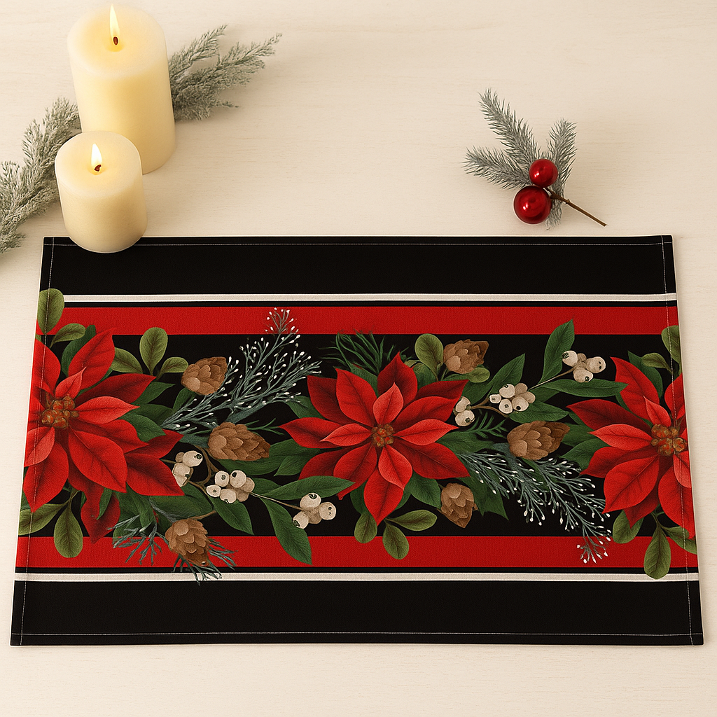 Set de Table en Lin Noir Noël stylé