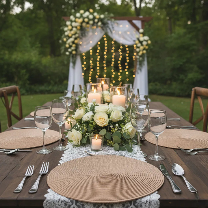 Set de Tale Mariage Rond Minimaliste 