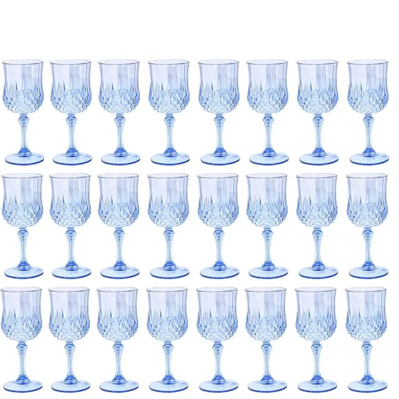 Set de Verres à Vin en Plastique Bleu pour Mariage Unique