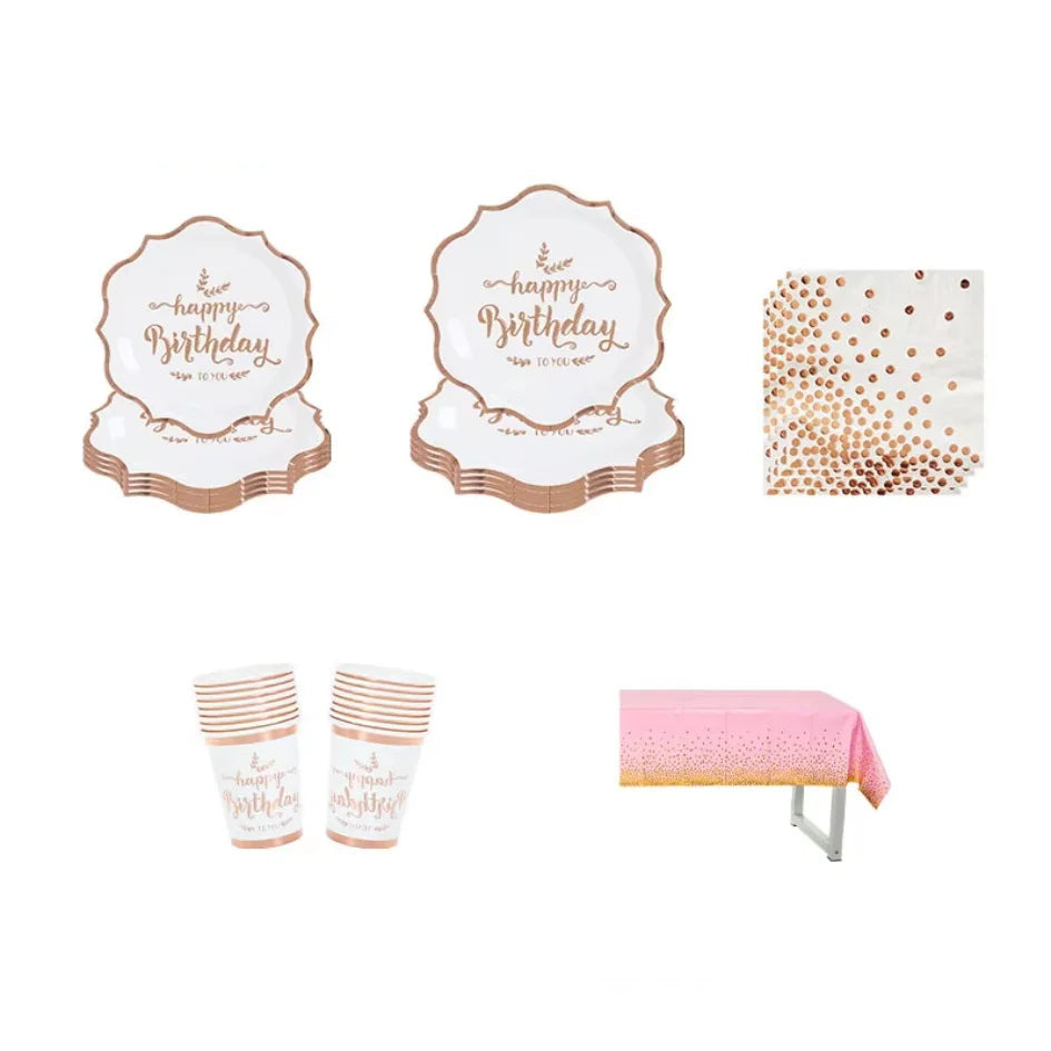 Kit Vaisselle Jetable Anniversaire Rose Gold