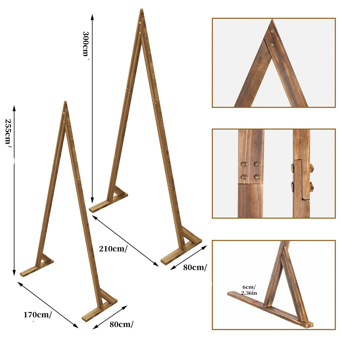 Support Arc Mariage Triangulaire en Bois Dimensions