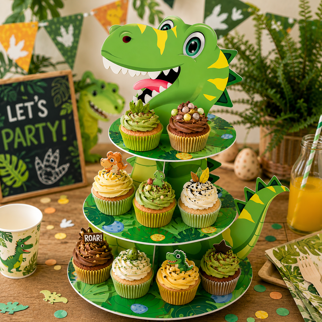 Support Cupcake Dinosaure Enfantin Design