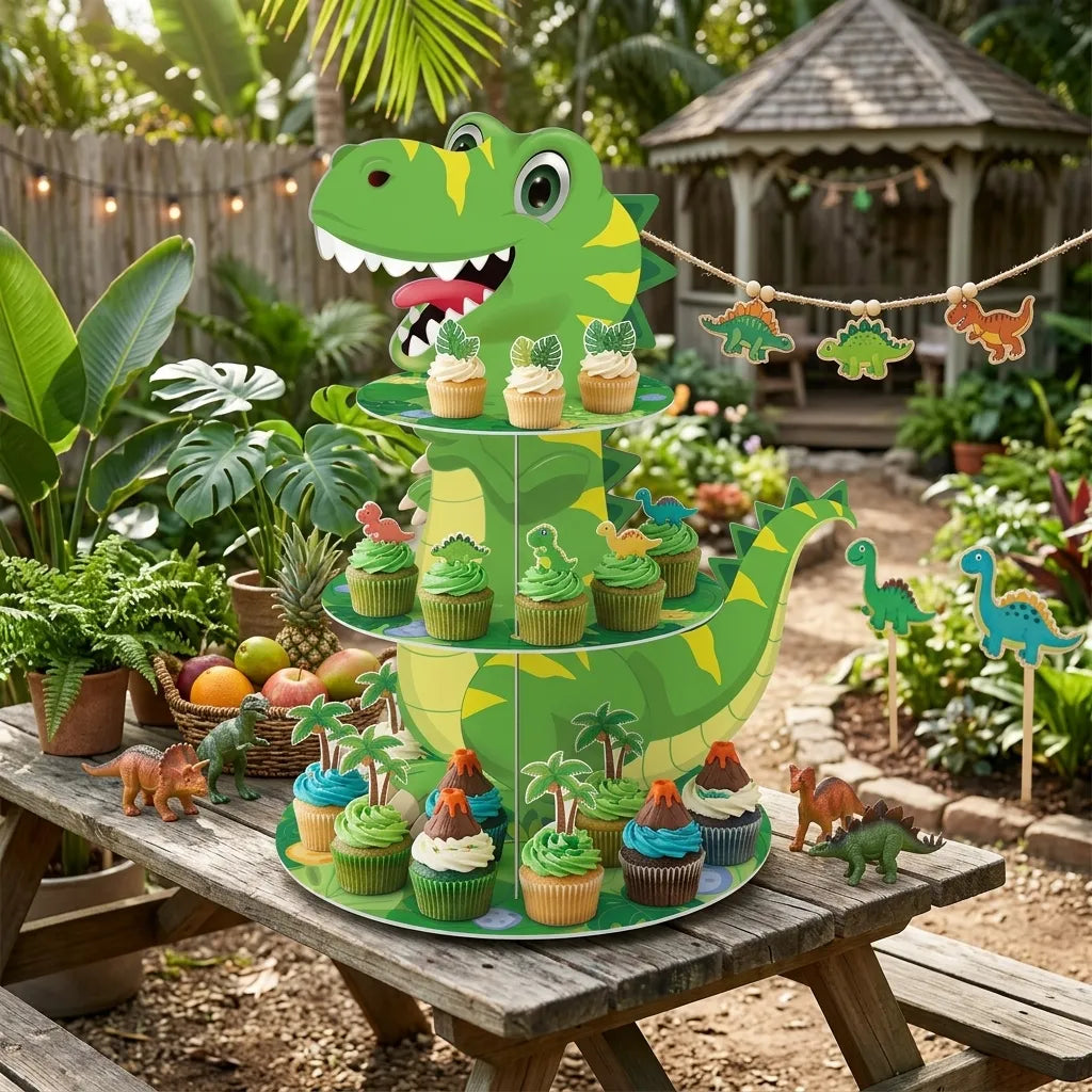Support Cupcake Dinosaure Enfantin Minimaliste