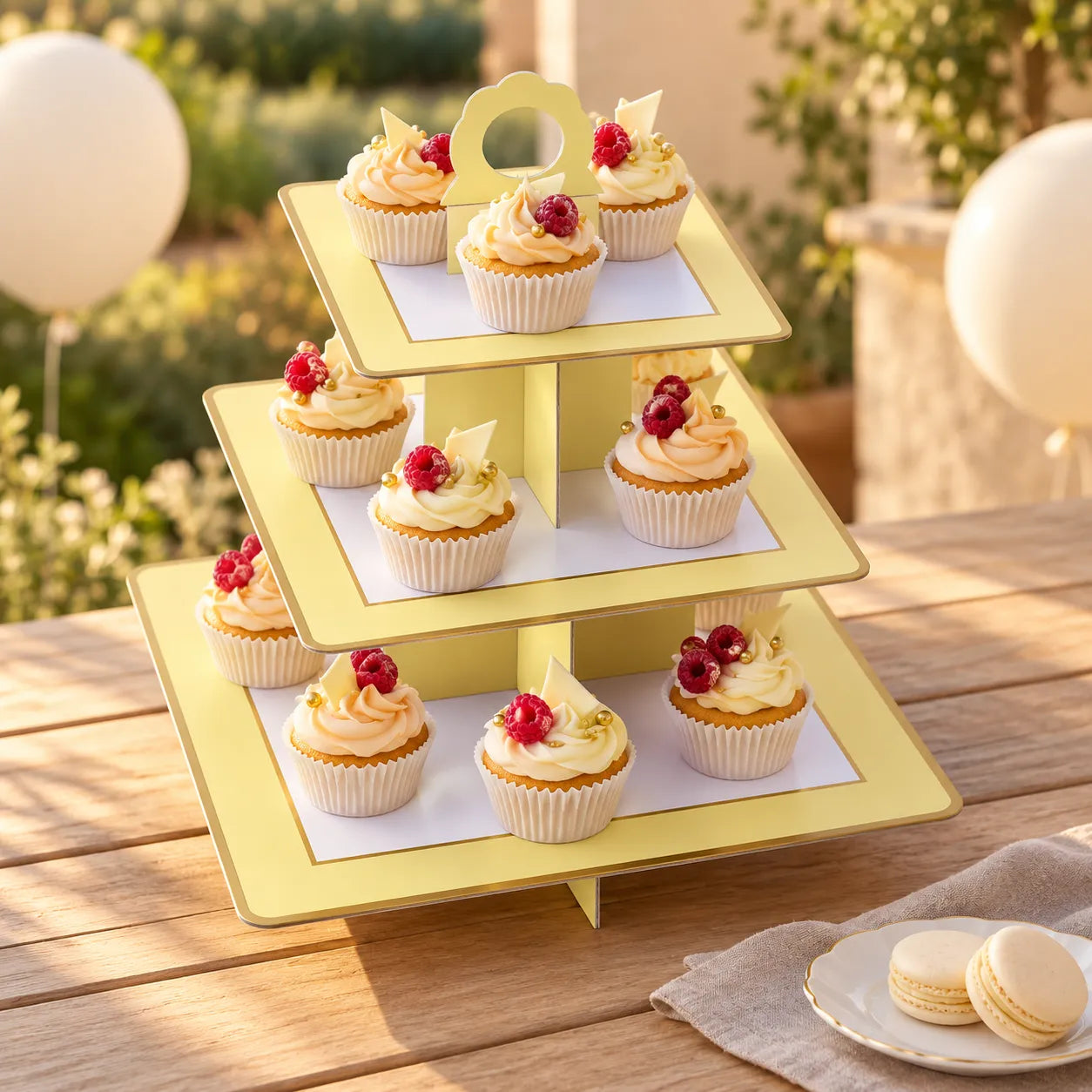 Support Cupcake En Carton Jaune et Blanc moderne