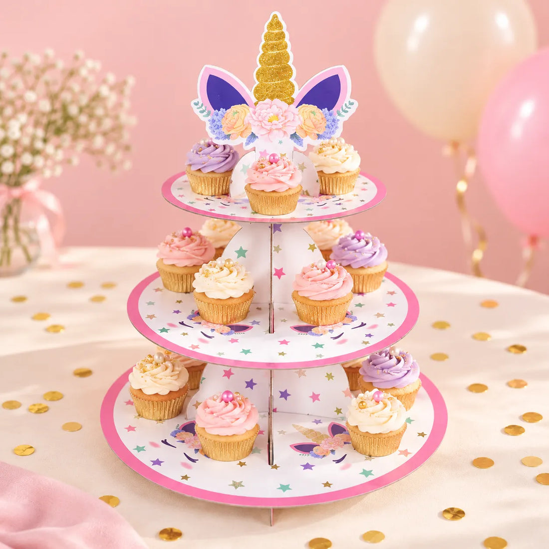 Support à Cupcakes Licorne festif