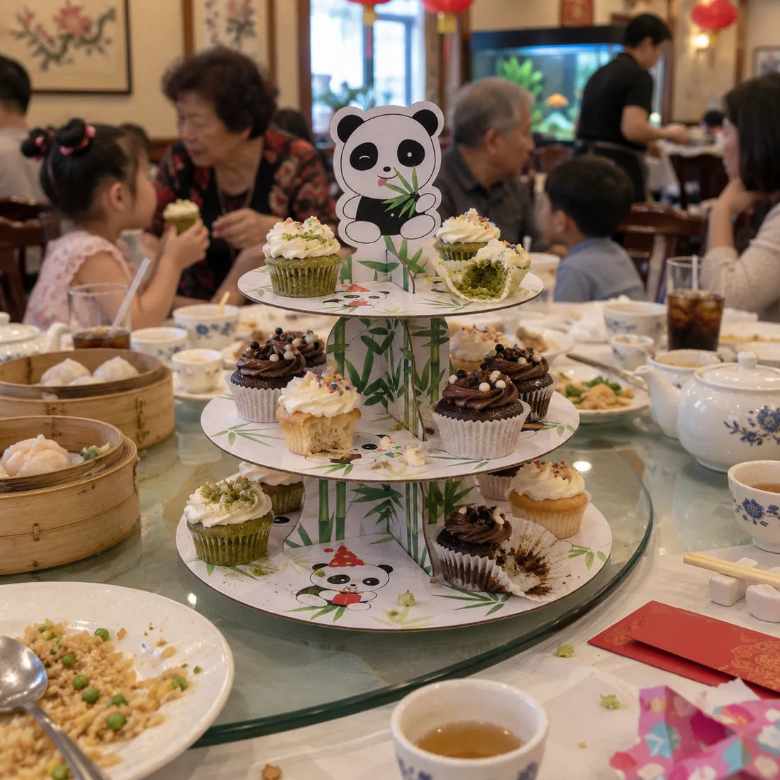 Support à Cupcakes Panda Bambou