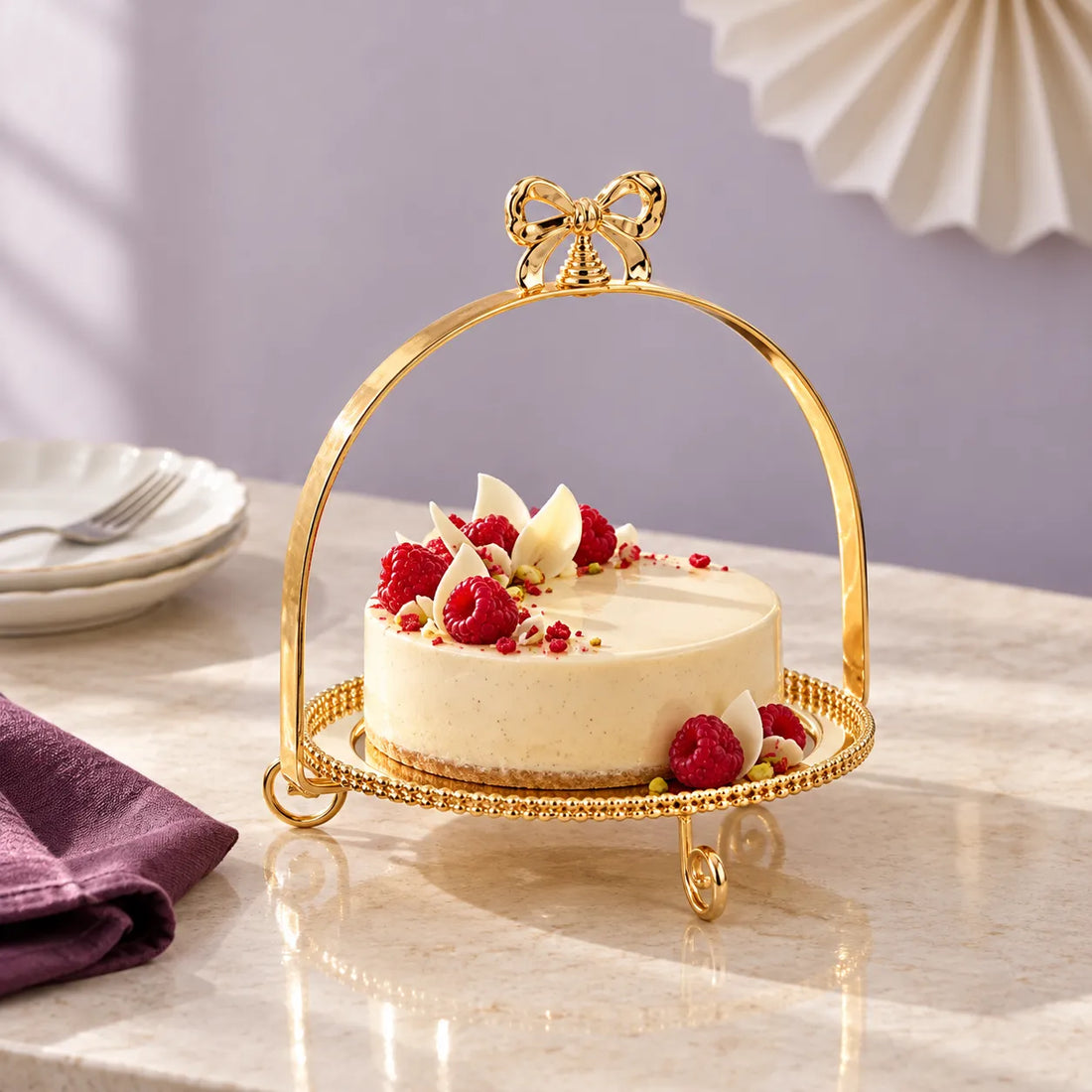 Support à Gâteau Doré à Nœud classe