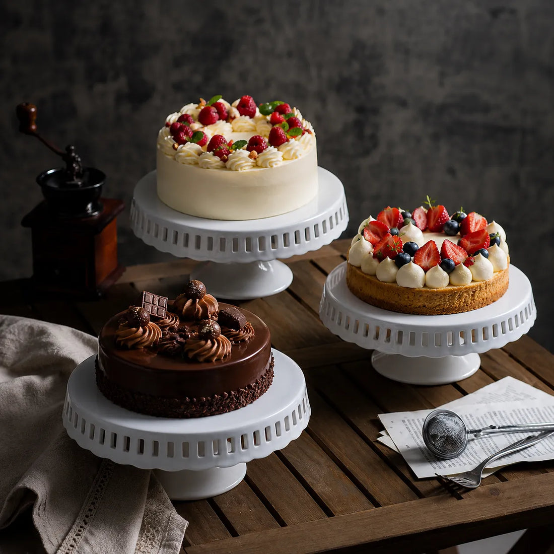 Support à Gâteau En Céramique Blanc