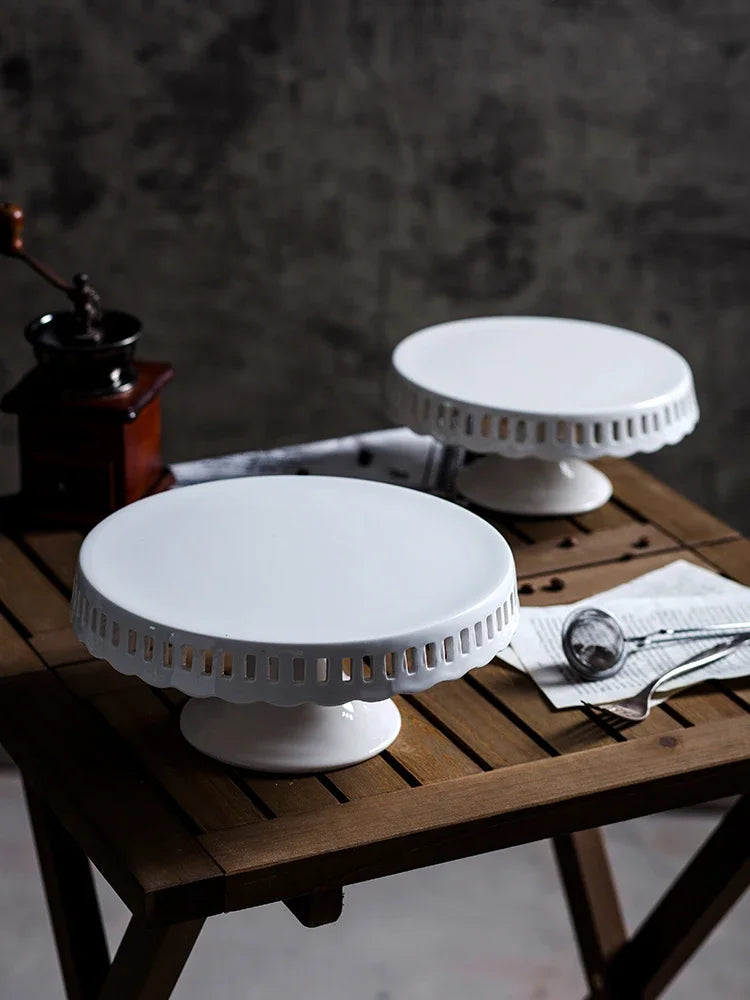 Support à Gâteau En Céramique Blanc élégant