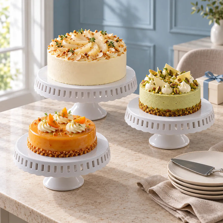 Support à Gâteau En Céramique Blanc unique