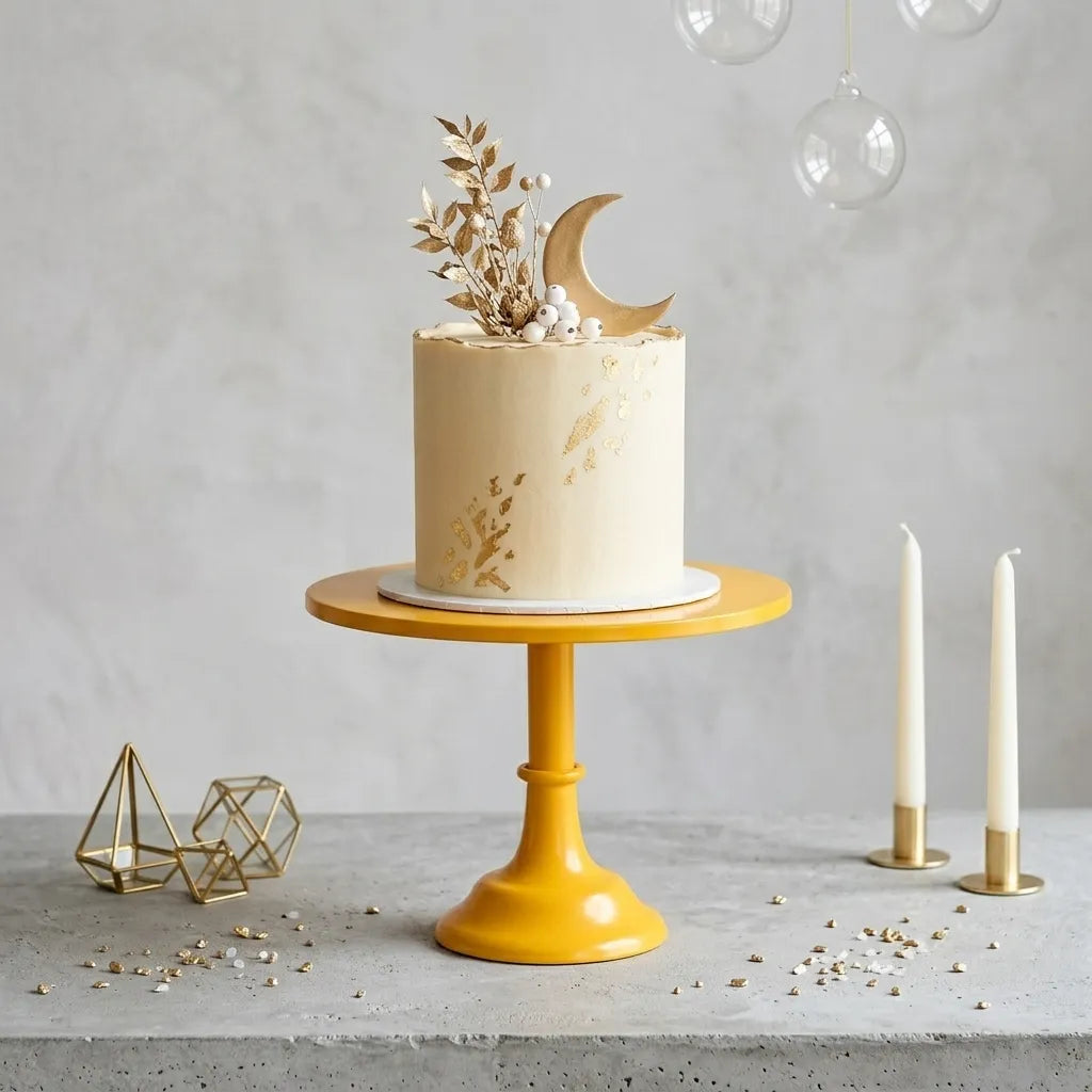 Support à Gâteau Jaune Brillant