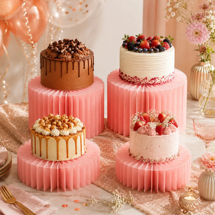 Support à Gâteau en Carton Rose 
