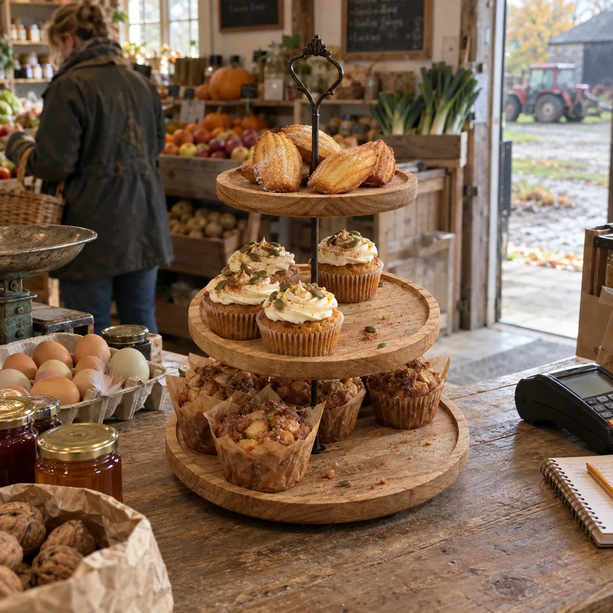Support Rond en Bois à Cupcakes Design
