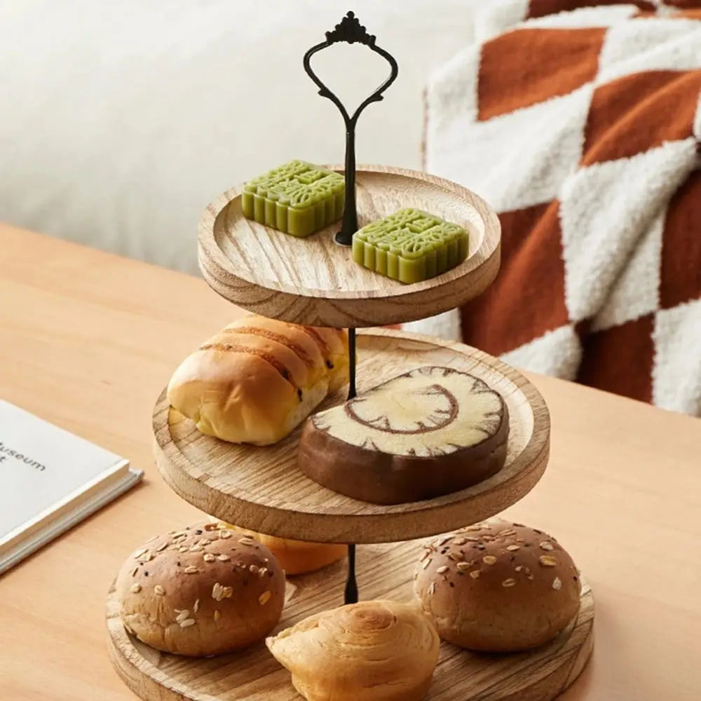 Support Rond en Bois à Cupcakes Minimaliste
