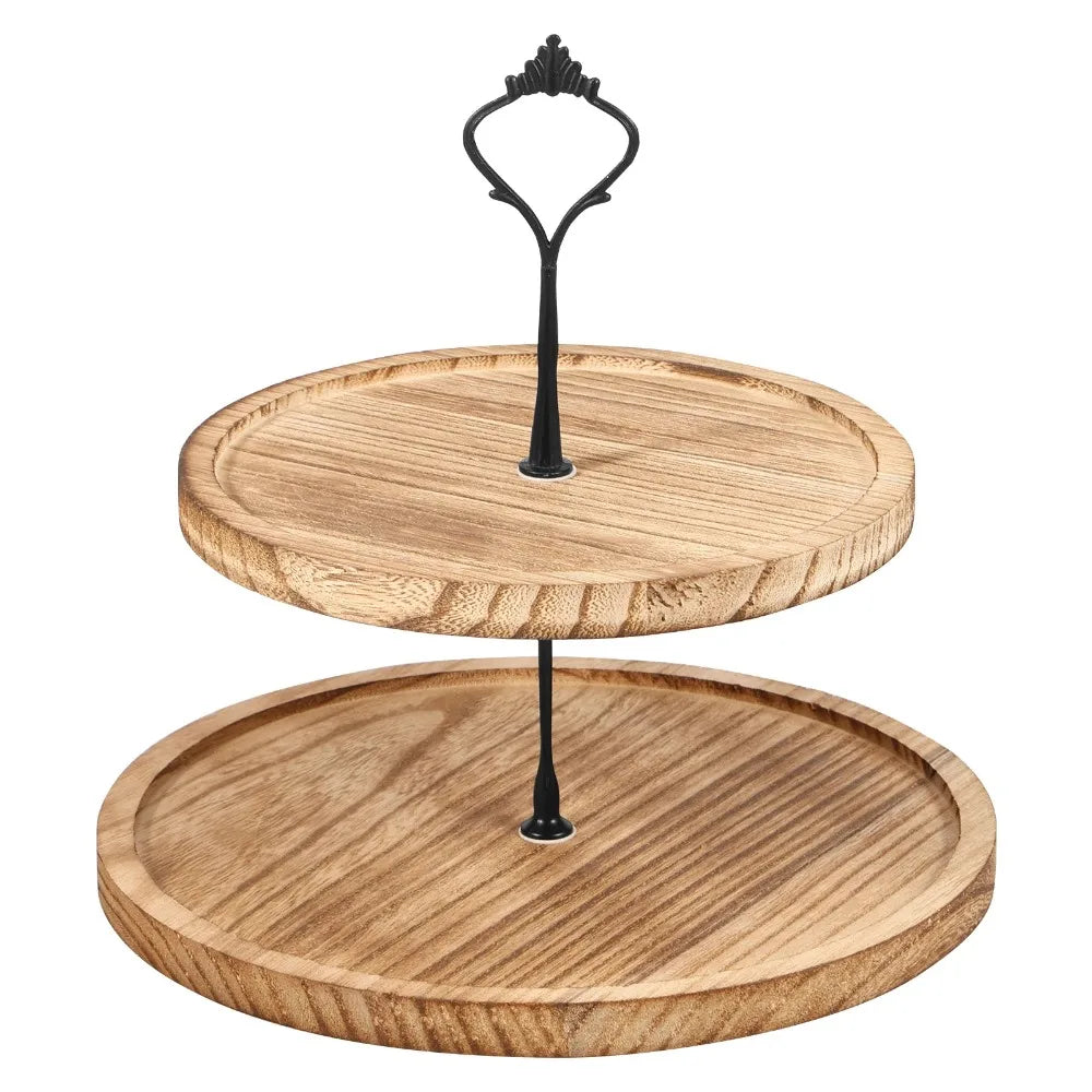 Support Rond en Bois à Cupcakes Vintage