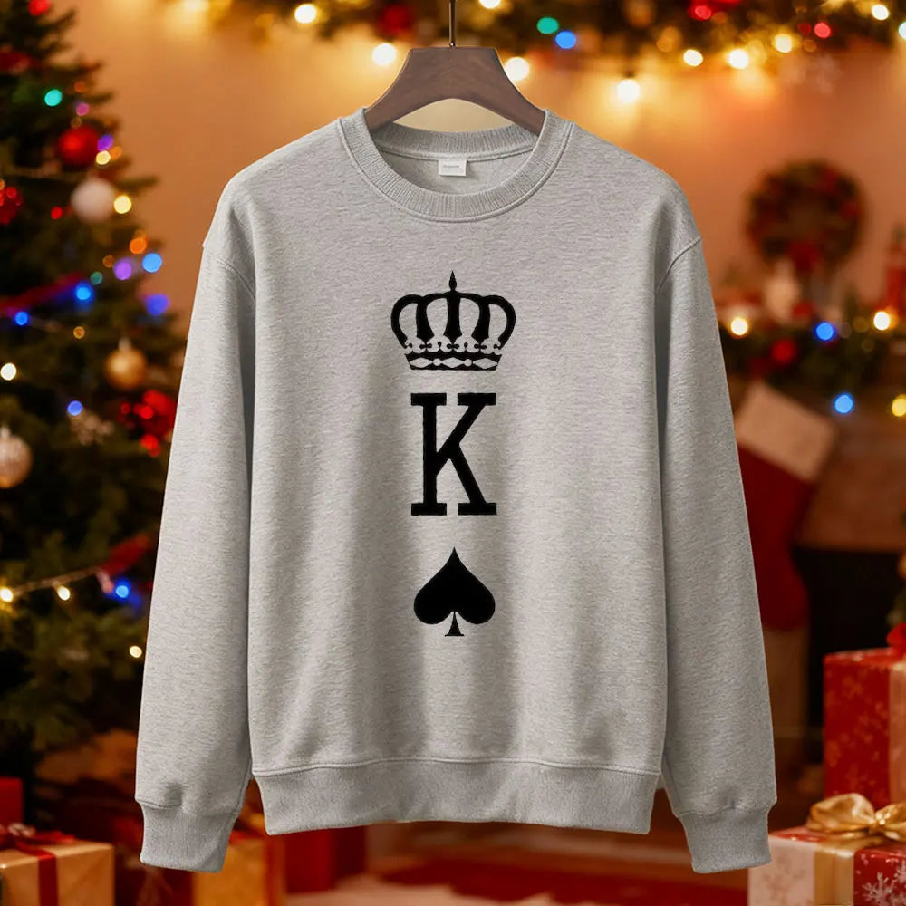 Sweat Couple Roi et Reine Gris homme