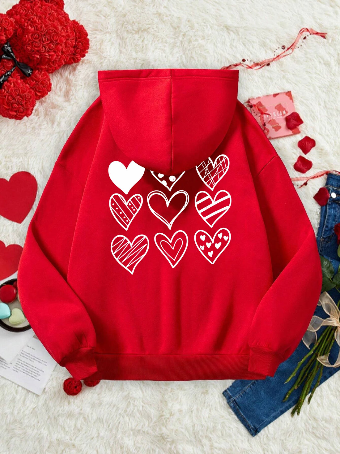 Sweat à Motif Cœur Rouge