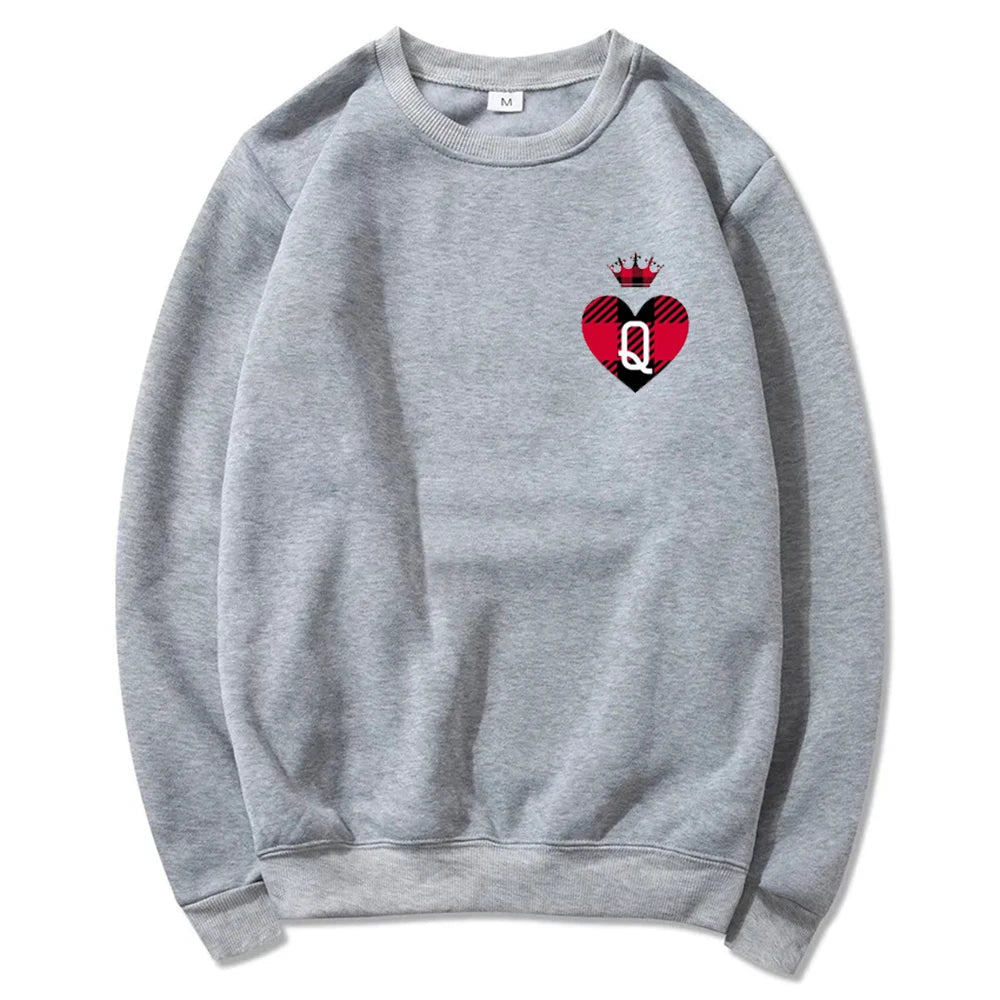 Sweat Roi et Reine Saint-Valentin Gris coeur