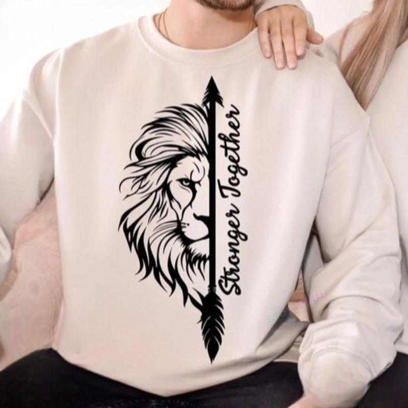 Sweat Saint-Valentin Assorti pour Couple Lion Beige
