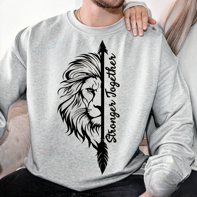 Sweat Saint-Valentin Assorti pour Couple Lion Gris
