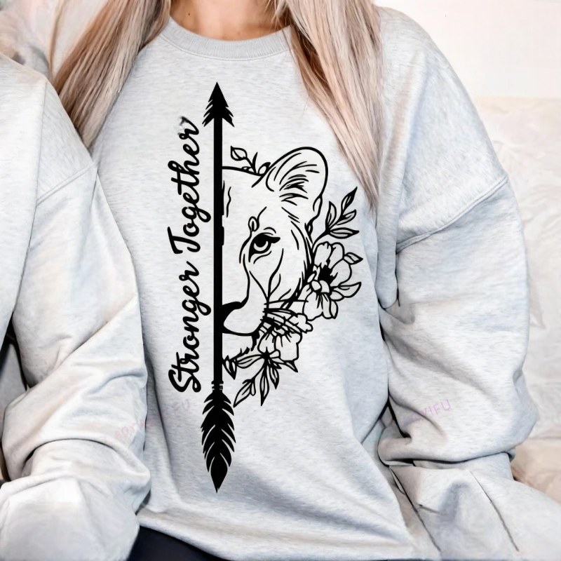 Sweat Saint-Valentin Assorti pour Couple Lionne Gris