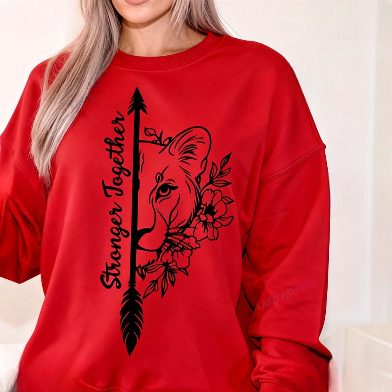 Sweat Saint-Valentin Assorti pour Couple Lionne Rouge