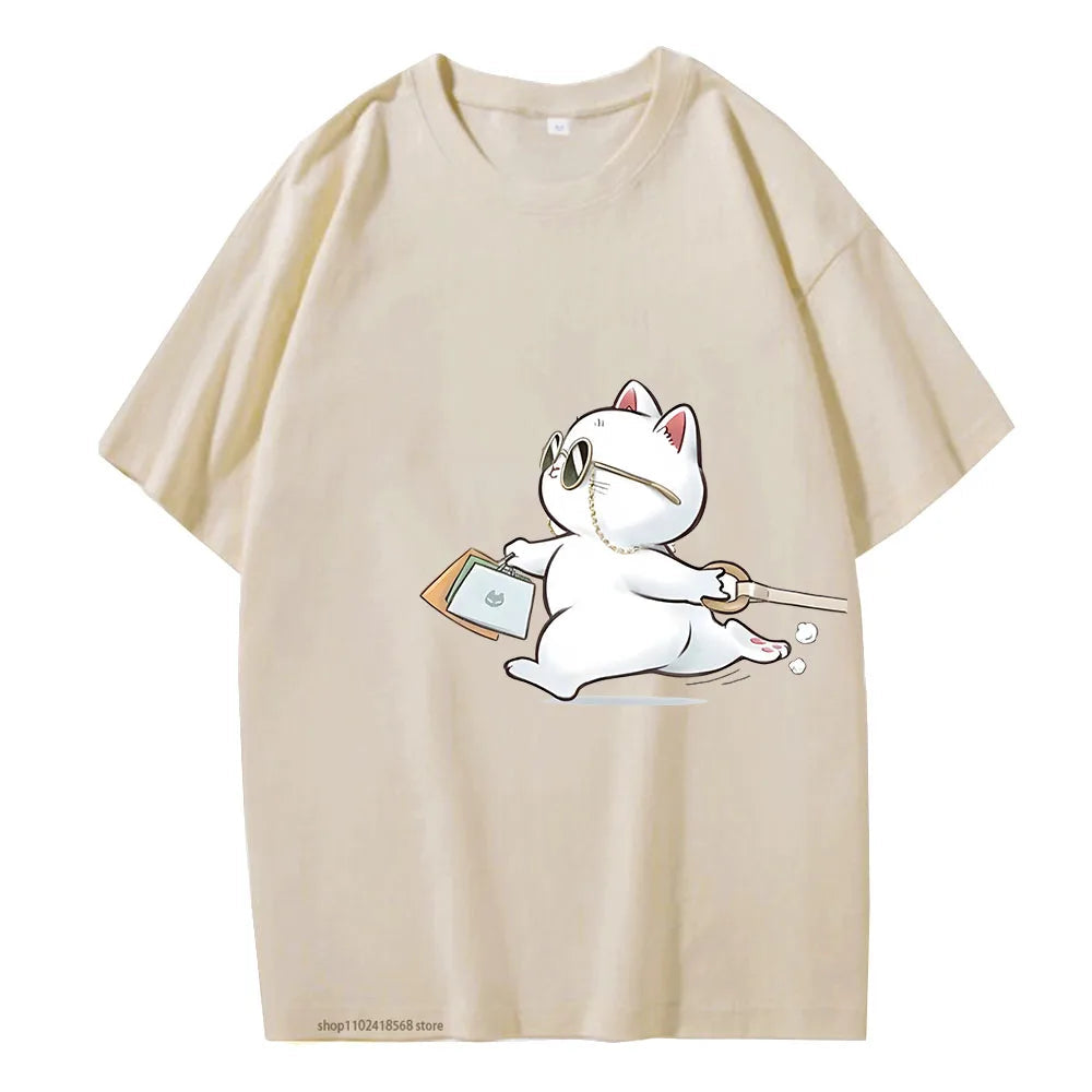 T-shirt Couple Kawaii Beige Femme