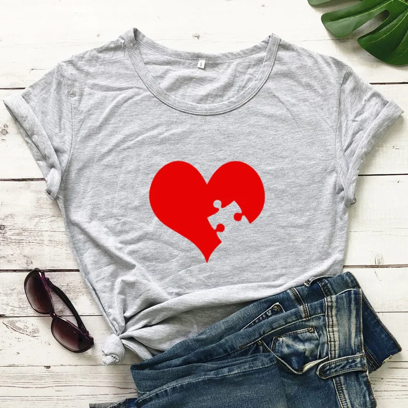 T-shirt Couple Puzzle Saint Valentin Chaleureux