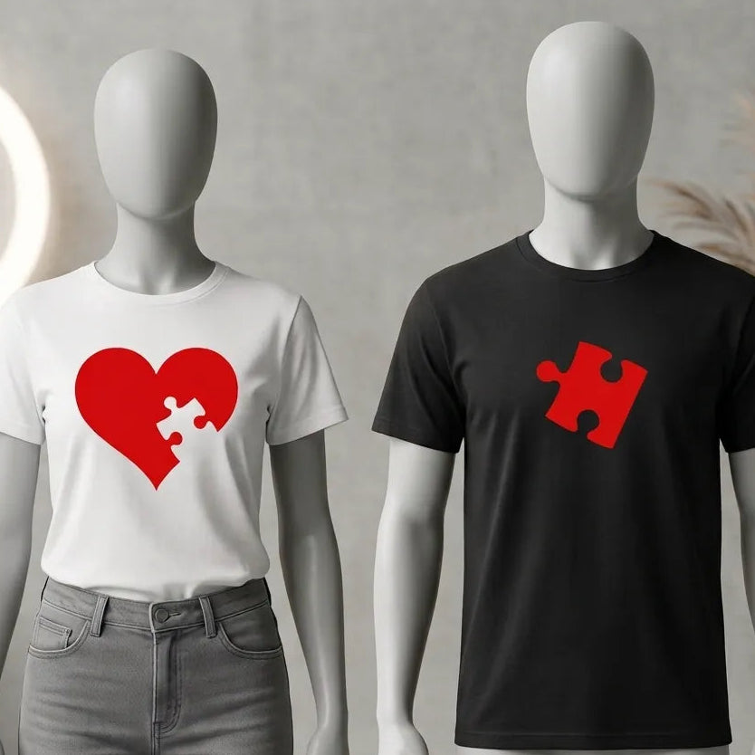 T-shirt Couple Puzzle Saint Valentin Unique
