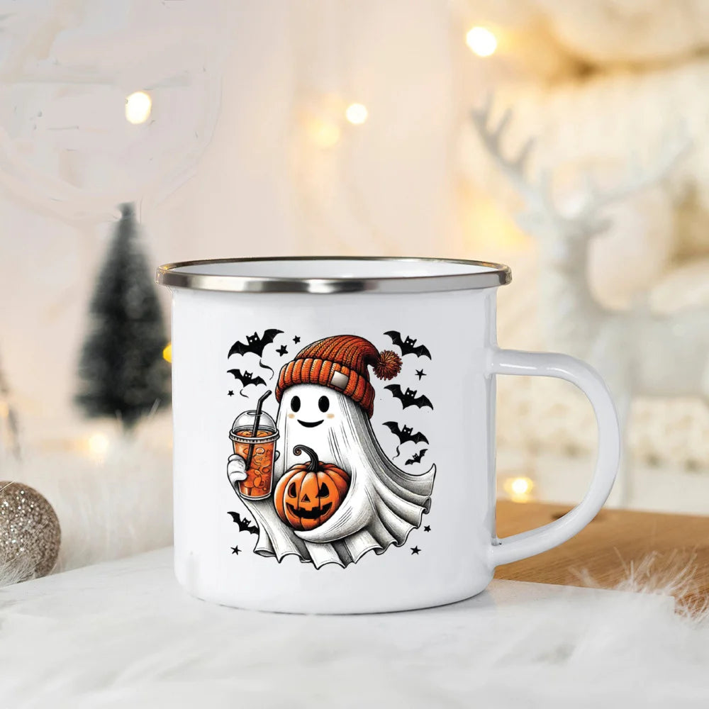 Tasse Halloween en Email Petit Fantôme Design
