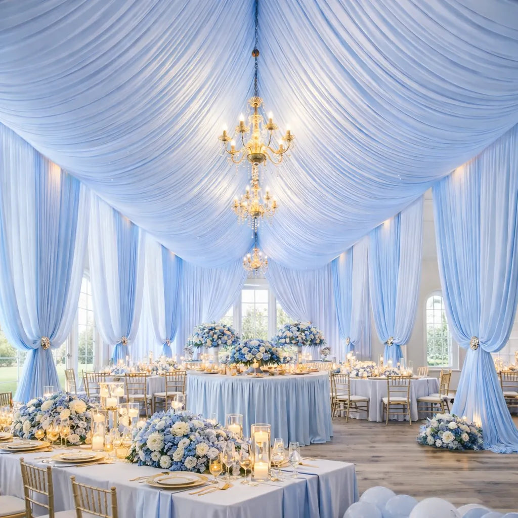 Tenture Bleue Double Couche Plafond Mariage