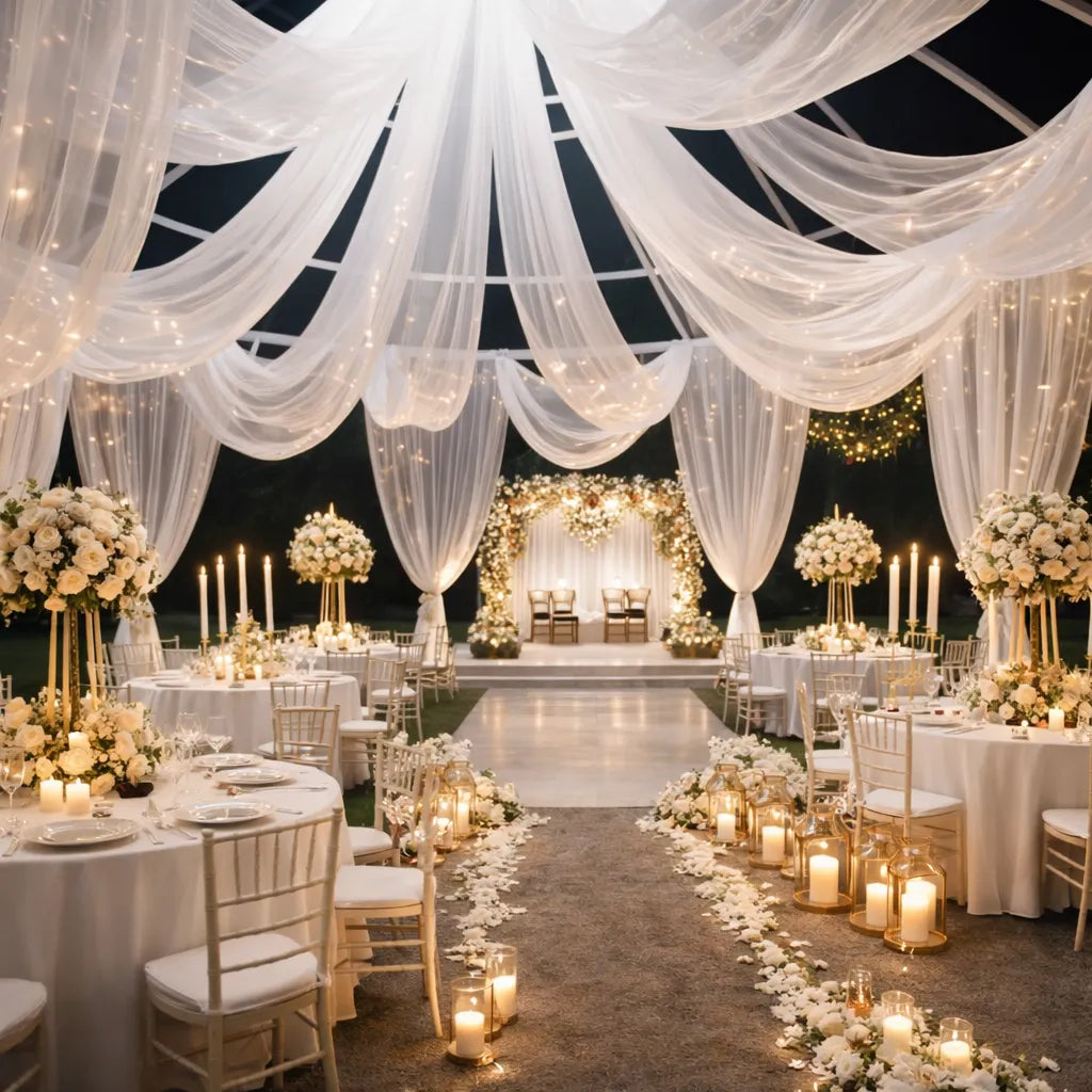 Tenture Mariage Blanc en Tulle