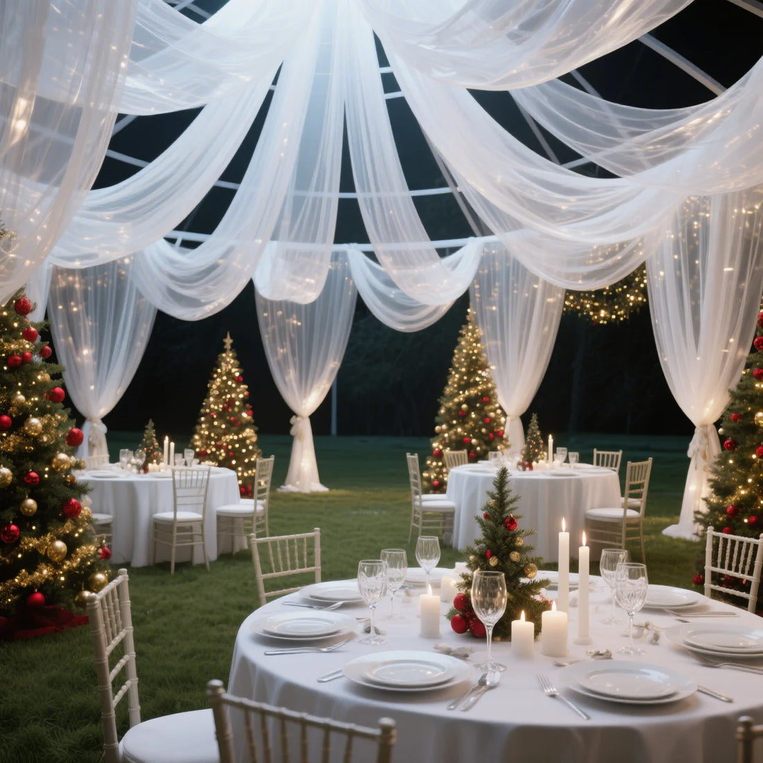Tenture Mariage Blanc en Tulle Elégante
