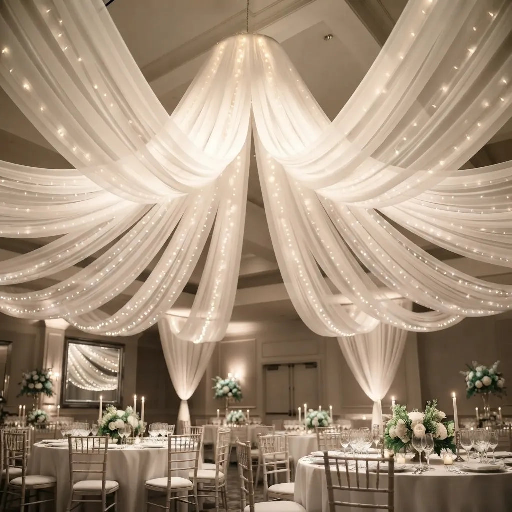 Tenture Mariage Blanc en Tulle Minimaliste