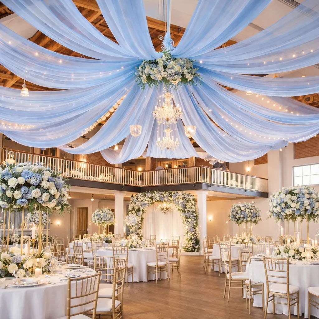 Tenture Mariage Bleu ciel en Tulle