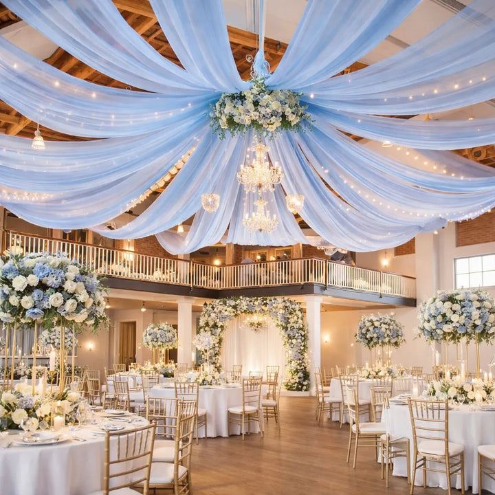 Tenture Mariage Bleu ciel en Tulle