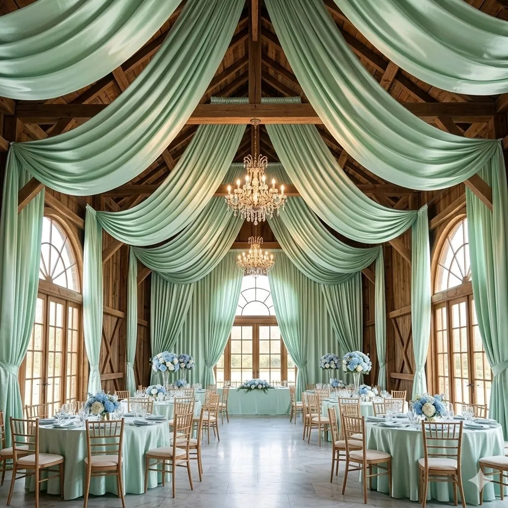 Tenture Mariage Vert Clair Satiné sublime