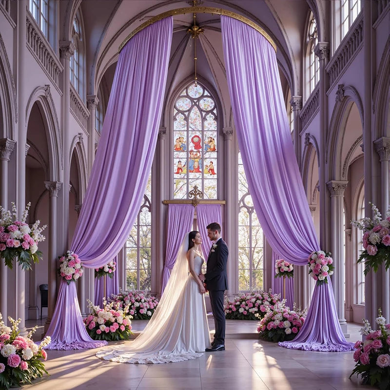 Tenture Mariage Violette en Satin élégant