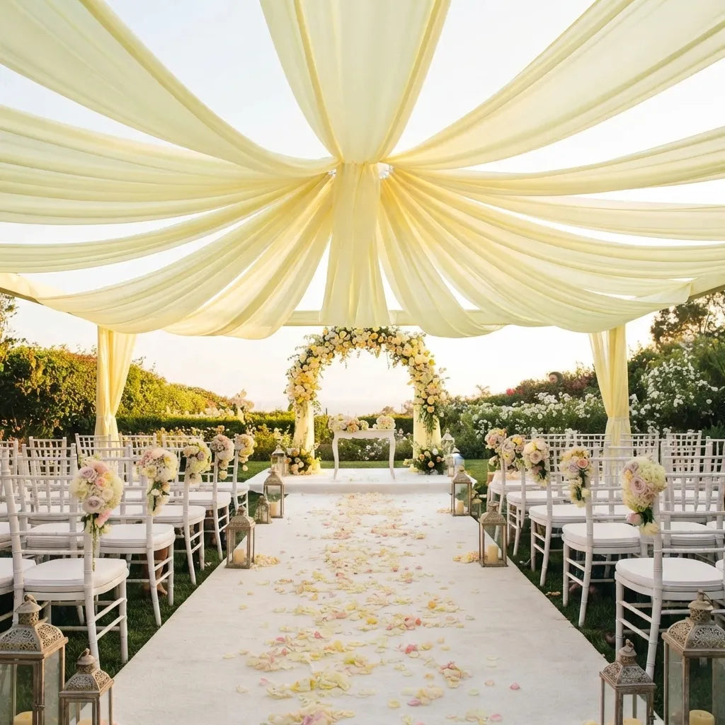 Tenture Plafond Mariage Jaune Minimaliste