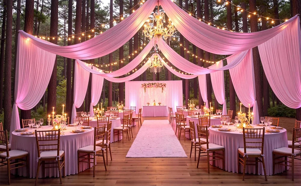 Tenture Rose Double Couche Plafond Romantique